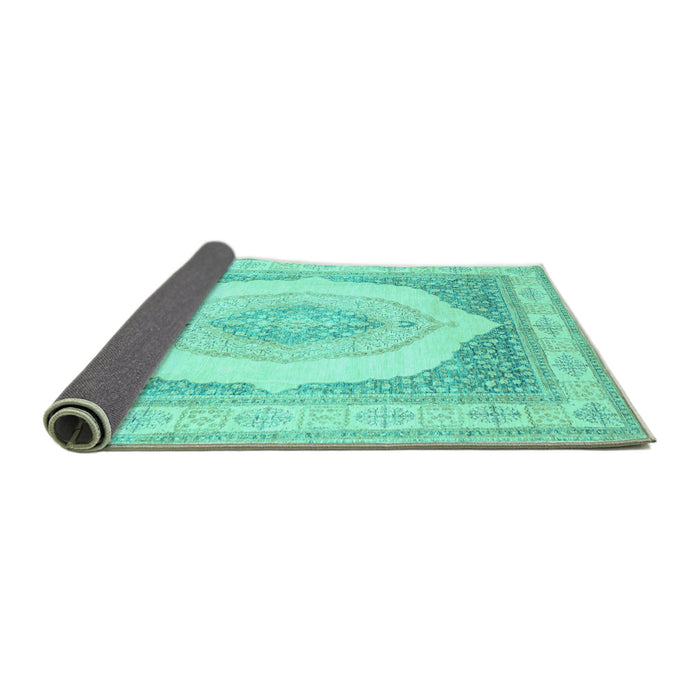 Sideview of Abstract Turquoise Modern Rug, abs4088turq