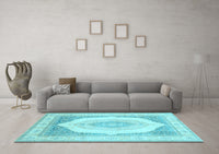 Machine Washable Abstract Light Blue Modern Rug, wshabs4088lblu