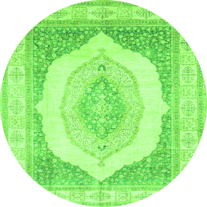 Round Abstract Green Modern Rug, abs4088grn