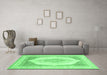 Machine Washable Abstract Emerald Green Modern Area Rugs in a Living Room,, wshabs4088emgrn