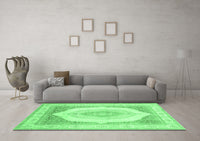 Machine Washable Abstract Emerald Green Modern Rug, wshabs4088emgrn