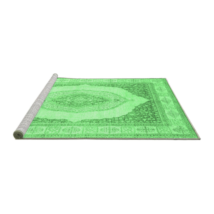 Sideview of Machine Washable Abstract Emerald Green Modern Area Rugs, wshabs4088emgrn