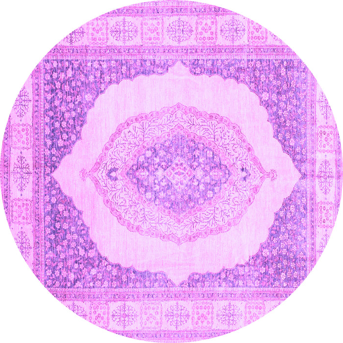 Round Machine Washable Abstract Purple Modern Area Rugs, wshabs4088pur