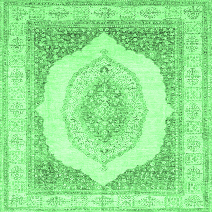 Square Machine Washable Abstract Emerald Green Modern Area Rugs, wshabs4088emgrn