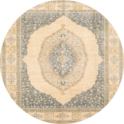Round Abstract Khaki Gold Modern Rug, abs4088
