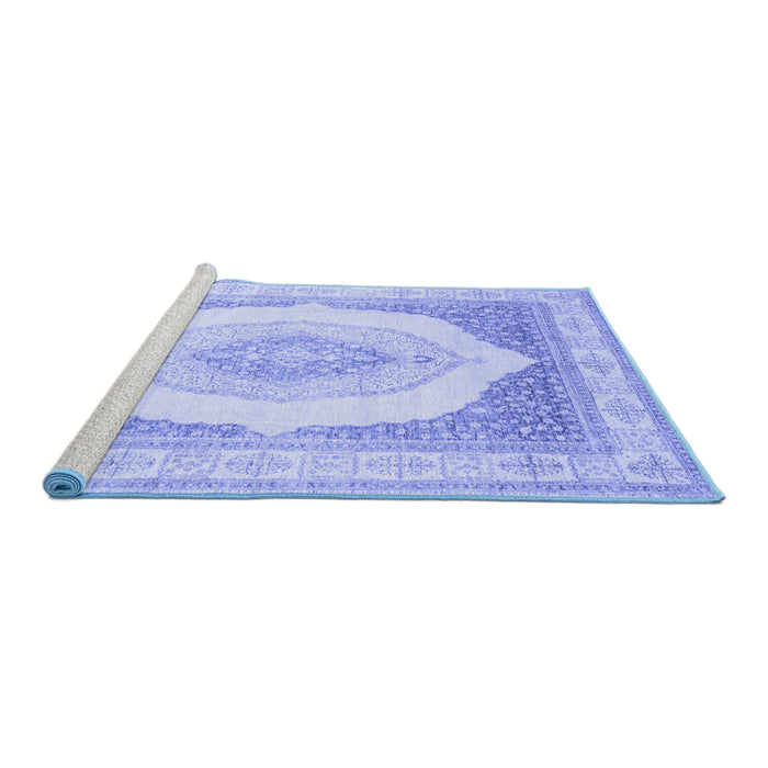 Sideview of Machine Washable Abstract Blue Modern Rug, wshabs4088blu