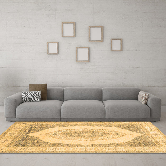 Machine Washable Abstract Brown Modern Rug in a Living Room,, wshabs4088brn
