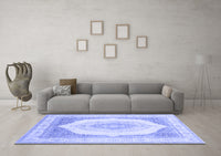 Machine Washable Abstract Blue Modern Rug, wshabs4088blu