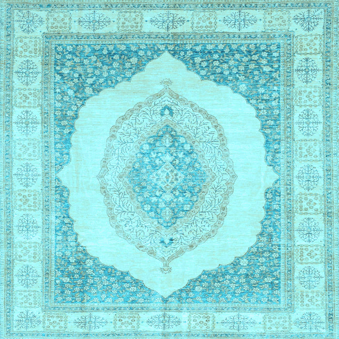 Square Abstract Light Blue Modern Rug, abs4088lblu