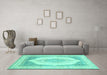 Machine Washable Abstract Turquoise Modern Area Rugs in a Living Room,, wshabs4088turq