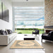 Square Abstract Khaki Gold Modern Rug in a Living Room, abs4088