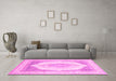 Machine Washable Abstract Pink Modern Rug in a Living Room, wshabs4088pnk