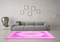 Machine Washable Abstract Pink Modern Rug, wshabs4088pnk