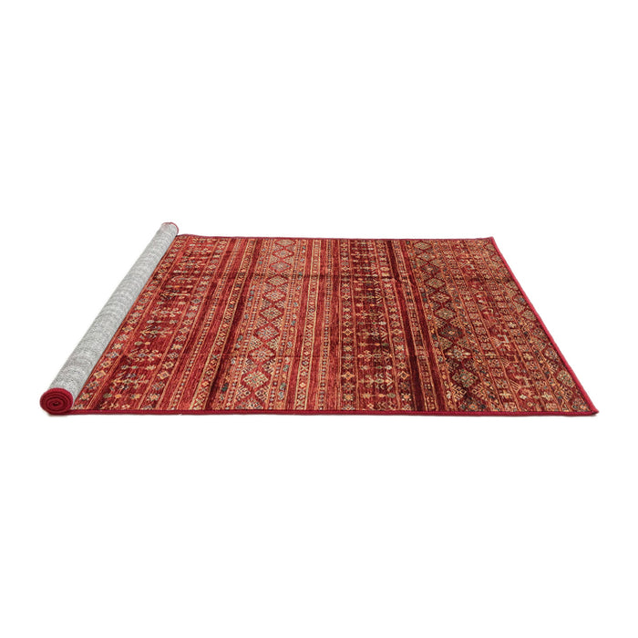 Sideview of Machine Washable Abstract Red Rug, wshabs4089