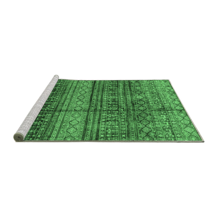 Sideview of Machine Washable Abstract Emerald Green Modern Area Rugs, wshabs4089emgrn