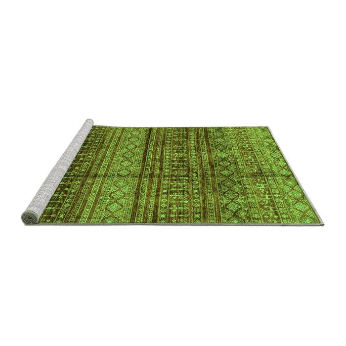 Sideview of Machine Washable Abstract Green Modern Area Rugs, wshabs4089grn