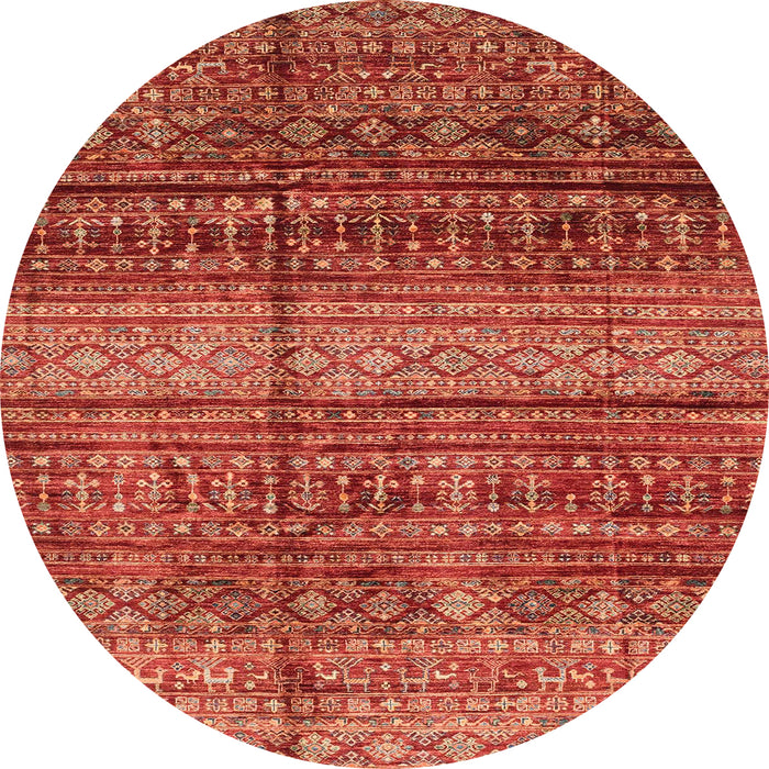Round Abstract Red Modern Rug, abs4089