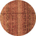 Round Abstract Brown Modern Rug, abs4089brn