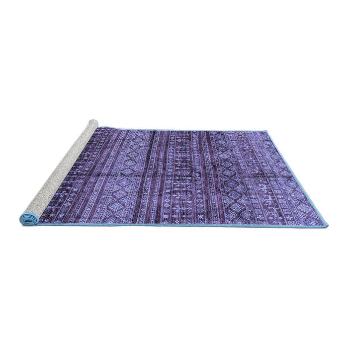 Sideview of Machine Washable Abstract Blue Modern Rug, wshabs4089blu
