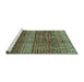 Sideview of Machine Washable Abstract Turquoise Modern Area Rugs, wshabs4089turq