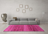 Machine Washable Abstract Pink Modern Rug, wshabs4089pnk