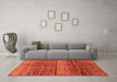 Machine Washable Abstract Orange Modern Area Rugs in a Living Room, wshabs4089org