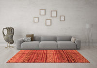 Machine Washable Abstract Orange Modern Rug, wshabs4089org