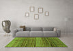 Machine Washable Abstract Green Modern Area Rugs in a Living Room,, wshabs4089grn