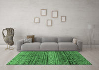 Machine Washable Abstract Emerald Green Modern Rug, wshabs4089emgrn