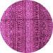 Round Machine Washable Abstract Purple Modern Area Rugs, wshabs4089pur