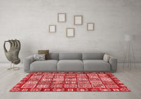 Machine Washable Abstract Red Modern Rug, wshabs408red