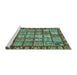 Sideview of Machine Washable Abstract Turquoise Modern Area Rugs, wshabs408turq