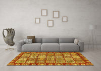 Machine Washable Abstract Yellow Modern Rug, wshabs408yw