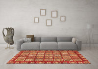 Machine Washable Abstract Orange Modern Rug, wshabs408org