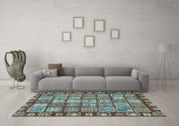 Machine Washable Abstract Light Blue Modern Rug, wshabs408lblu