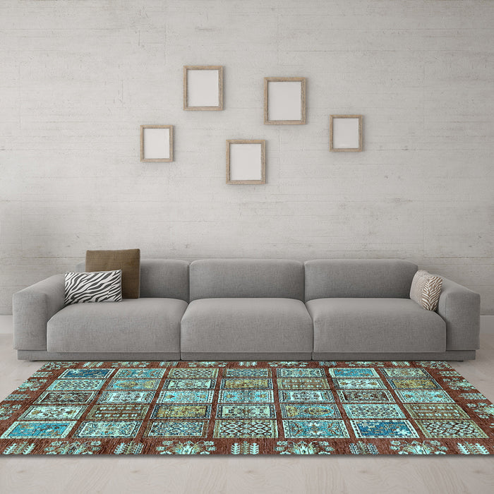 Machine Washable Abstract Light Blue Modern Rug in a Living Room, wshabs408lblu
