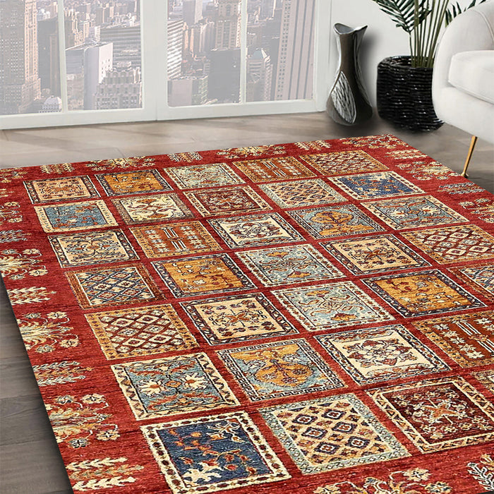 Abstract Red Modern Rug in Family Room, abs408