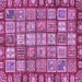 Square Machine Washable Abstract Purple Modern Area Rugs, wshabs408pur