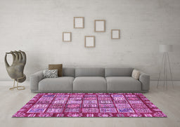 Machine Washable Abstract Purple Modern Area Rugs in a Living Room, wshabs408pur