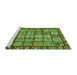 Sideview of Machine Washable Abstract Green Modern Area Rugs, wshabs408grn