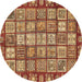 Round Abstract Brown Modern Rug, abs408brn