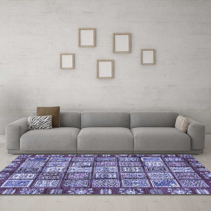 Machine Washable Abstract Blue Modern Rug in a Living Room, wshabs408blu
