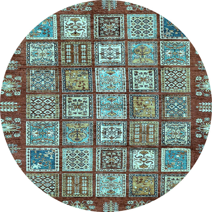 Round Abstract Light Blue Modern Rug, abs408lblu