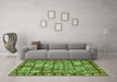 Machine Washable Abstract Green Modern Area Rugs in a Living Room,, wshabs408grn