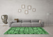 Machine Washable Abstract Emerald Green Modern Area Rugs in a Living Room,, wshabs408emgrn