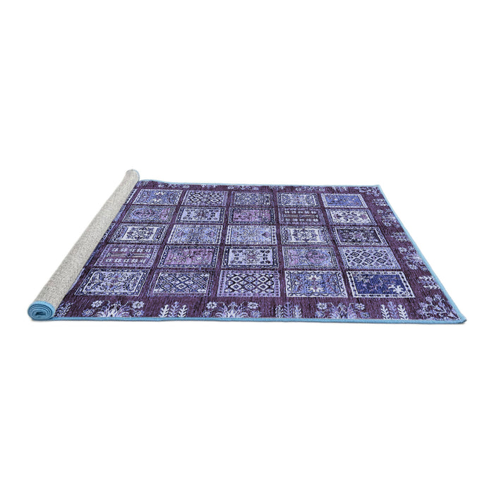 Sideview of Machine Washable Abstract Blue Modern Rug, wshabs408blu