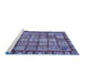 Sideview of Machine Washable Abstract Blue Modern Rug, wshabs408blu