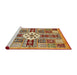 Sideview of Machine Washable Abstract Fire Brick Red Rug, wshabs409