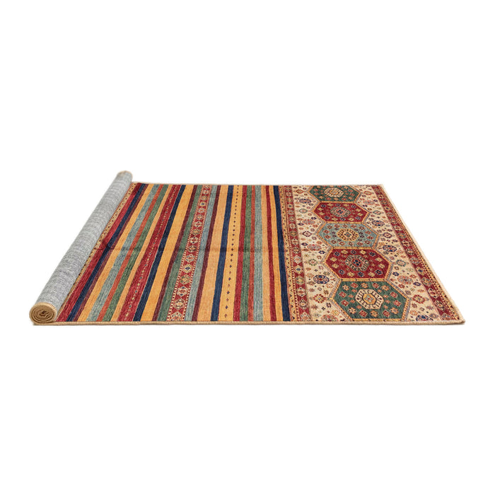 Sideview of Machine Washable Abstract Chestnut Red Rug, wshabs4090