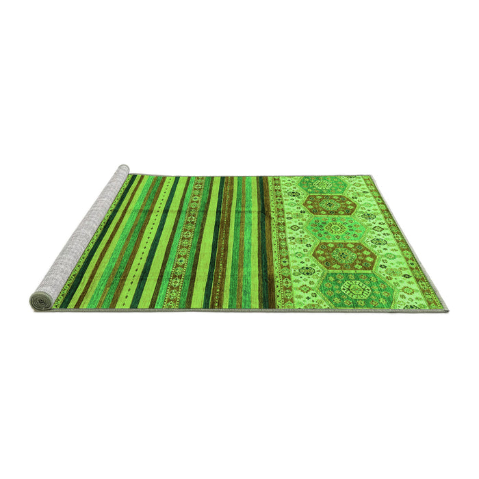 Sideview of Machine Washable Abstract Green Modern Area Rugs, wshabs4090grn